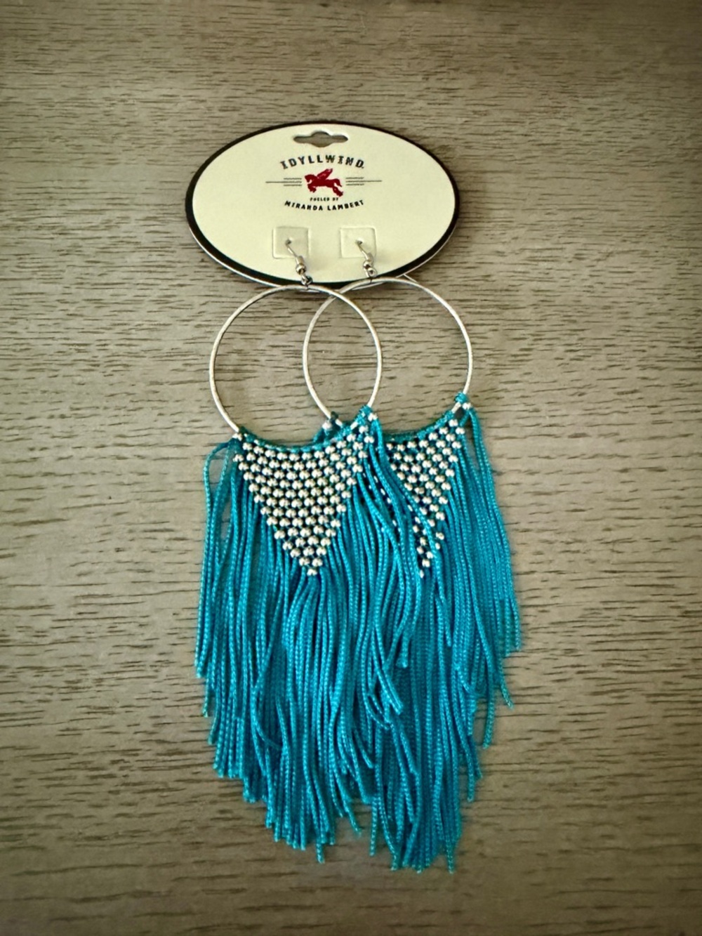 Idyllwind Turquoise Beaded Fringe Hoop Earrings